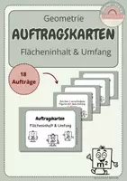 Vorschau - Aufgabenkarten - Auftragskarten Flächeninhalt und Umfang - Deckblatt