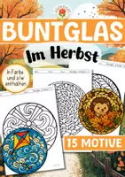 Vorschau - Mal- und Bastelvorlagen - Buntglas-Fensterbilder - Im Herbst - Deckblatt