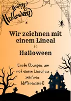 Vorschau - Stundenentwürfe - Erstes Zeichnen mit dem Lineal (zu Halloween) - Deckblatt