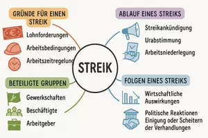 Vorschau - Arbeitsblätter - AB mit Fragen zum Thema "Streik" + Lösungsblatt + Mindmap + Infografik - Seite 2