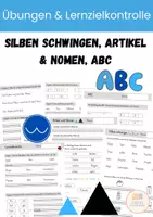 Vorschau - Arbeitsblätter - Silben, Wortarten, ABC - Übungen und Lernzielkontrolle - Deckblatt