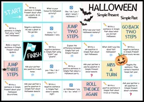 Vorschau - Arbeitsblätter - Würfelspiel - Halloween | Simple Present & Simple Past - Seite 2