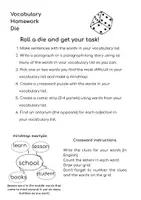 Προεπισκόπηση - Εργασία τάξης/τεστ - Vocabulary Homework Choice Game - Σελίδα 1