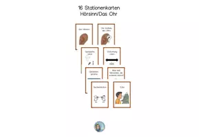Vorschau - Stationenlernen - 16 Stationenkarten Hörsinn - Deckblatt