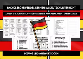 Vorschau - Stationenlernen - DaF/DaZ: Zahlen 0-31 | 48 Differenzierte Aufgabenkarten | Lösungen | A1 - Seite 1