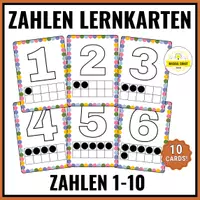 Vorschau - Stationenlernen - Zahlen Lernkarten 1-10 | Tafelmaterial Zehnerzahlen | Zahlenraum 10 - Deckblatt