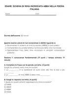 anteprima - Compiti in classe/Test - Schema di rima incrociata ABBA nella poesia italiana - Pagina 1