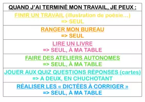 Aperçu - Apprentissages en autonomie - Quand j'ai terminé un travail je peux... - Page de couverture