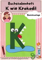 Vorschau - Mal- und Bastelvorlagen - Buchstabenheft K wie Krokodil / Buchstabentier - Deckblatt