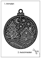 Vorschau - Mal- und Bastelvorlagen - 10 Weihnachtskugeln im Scherenschnitt-Stil – Bastelvorlagen in 2 Größen zum Anmalen & Öltrick (Fensterdeko Weihnachten) - Seite 1
