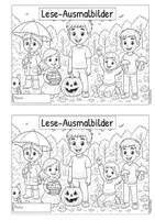 Vorschau - Mal- und Bastelvorlagen - Lese-Ausmalbilder Herbst - Klassenstufe 1 und 2 - Seite 1