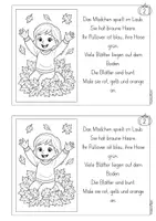 Vorschau - Mal- und Bastelvorlagen - Lese-Ausmalbilder Herbst - Klassenstufe 1 und 2 - Seite 3