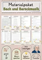Vorschau - Arbeitsblätter - Bach und Barockmusik Arbeitsblätter mit Fragen + Lösungen Lesetext Wortspeicher didaktische Reserve Lesen - Deckblatt