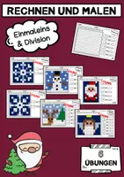 Vorschau - Arbeitsblätter - Rechnen und Malen Pixelbilder Einmaleins & Division Rechenmalblätter Weihnachten Winter Kopfrechnen - Deckblatt