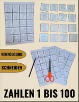 Vorschau - Stationenlernen - Zahlen Schreiben bis 100 Schwarzweiß oder Farben - Zahlenstrahl 100 - Deckblatt