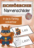 Vorschau - Anderer Materialtyp - Eichhörnchenklasse Namenschilder im Superheldenstil - Deckblatt