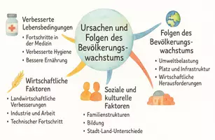 Vorschau - Arbeitsblätter - Arbeitsblatt "Ursachen und Folgen des Bevölkerungswachstums" + interaktive Lösung & MP3 + Mindmap + Infografiken - Seite 3