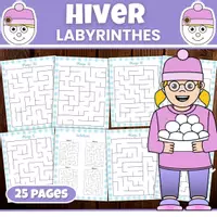 Aperçu - Jeux - Ensemble de Puzzles d’Hiver – Mots & Labyrinthes - Page 1