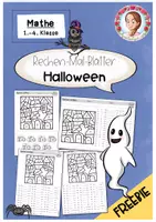 Vorschau - Arbeitsblätter - FREEBIE Rechenmalblätter Halloween | Klasse 1-4 - Deckblatt