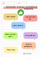 Vorschau - Arbeitsblätter - GIVING YOUR OPINION - Useful Phrases, Agreeing, Disagreeing (3 Merkblätter + Vorlagen) - Seite 1