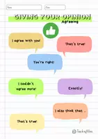 Vorschau - Arbeitsblätter - GIVING YOUR OPINION - Useful Phrases, Agreeing, Disagreeing (3 Merkblätter + Vorlagen) - Seite 3