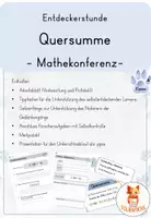 Vorschau - Arbeitsblätter - Quersumme - Entdeckerstunde/Mathekonferenz im ZR HT - Deckblatt