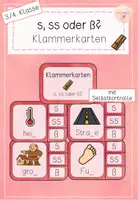 Vorschau - Aufgabenkarten - Klammerkarten - s, ss oder ß - Rechtschreibung - Deckblatt
