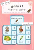 Vorschau - Aufgabenkarten - Klammerkarten - g oder k - Rechtschreibung - Auslautverhärtung - Deckblatt