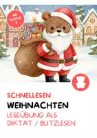 Vorschau - Arbeitsblätter - WEIHNACHTEN - Schnelllesen, Diktat, Lesetraining, Blitzlesen - Deckblatt
