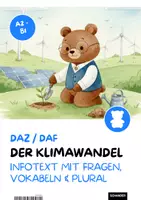 Vorschau - Arbeitsblätter - DaZ/DaF - KLIMAWANDEL - Infotext mit Fragen, Vokabeln, Mehrzahl bilden - Deckblatt
