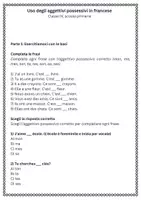 anteprima - Esercizi - Uso degli aggettivi possessivi in francese - Pagina 1