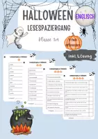 Vorschau - Arbeitsblätter - Lesespaziergang Halloween - Kl. 3/4 Englisch differenziert - Deckblatt