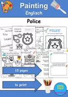 Vorschau - Arbeitsblätter - Polizei / Police • Anmalen / Painting Englisch - Kunst - Deckblatt