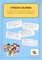 Vorschau - Aufgabenkarten - Ethische Dilemma - 21 Fragen, die SuS zum Denken anregen - Deckblatt