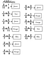 Aperçu - Cartes d'exercices - Coloriage par les fractions : addition et soustractions - Page 2