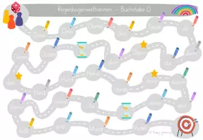 Vorschau - Arbeitsblätter - Buchstabenspiel D - Regenbogenwettrennen Klasse 1 - Seite 3