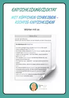 Vorschau - Arbeitsblätter - Entscheidungsdiktat: Wörter mit ss - Deckblatt