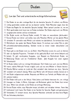 Vorschau - Arbeitsblätter - Duden Lesetext mit Fragen + Lösungen Leseverstehen Wortspeicher didaktische Reserve Lesen Leseverständnis - Seite 3