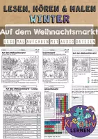 Vorschau - Arbeitsblätter - WEIHNACHTEN WINTER - Auf dem Weihnachtsmarkt Lesen hören malen - Seite 1