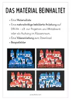 Vorschau - Mal- und Bastelvorlagen - Kleines Städtchen – Collage aus Zeitung und Papier inkl. Video - Seite 1