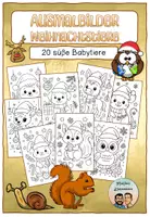 Vorschau - Mal- und Bastelvorlagen - 20 süße Ausmalbilder zu Weihnachten: Babytiere im Advent - Deckblatt