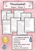 Vorschau - Arbeitsblätter - Monatsleseheft - August - Klasse 3 - Deckblatt