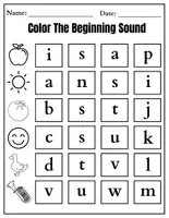 anteprima - Esercizi - Beginning Sounds Activities 10 Page PDF Workbook Phonics - Pagina di copertina