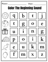 anteprima - Esercizi - Beginning Sounds Activities 10 Page PDF Workbook Phonics - Pagina 2