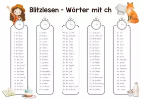 Vorschau - Arbeitsblätter - Blitzlesen - 100 Wörter mit ch Leseförderung - Seite 2