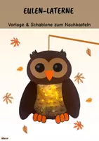 Vorschau - Mal- und Bastelvorlagen - Eulen-Laterne basteln - Schablonen & Anleitung zum Ausdrucken - Deckblatt