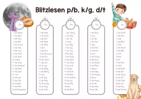 Vorschau - Arbeitsblätter - Blitzlesen- 100 Wörter g/k, d/t, p/b - Seite 2