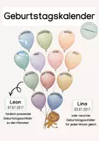 Vorschau - Anderer Materialtyp - Geburtstagskalender Löwe und Luftballons - Deckblatt