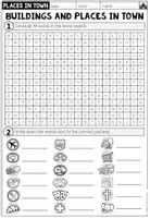 Vorschau - Arbeitsblätter - PLACES IN TOWN - Word Search - Seite 1