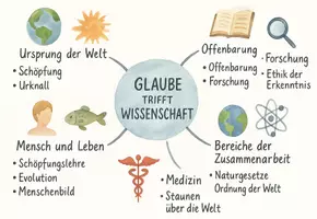 Vorschau - Arbeitsblätter - Arbeitsblatt "Glaube trifft Wissenschaft" + interaktive Lösung & MP3 + Mindmap - Seite 1